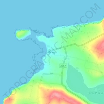 Carte topographique Birsay, altitude, relief