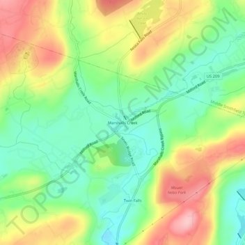 Carte topographique Marshalls Creek, altitude, relief
