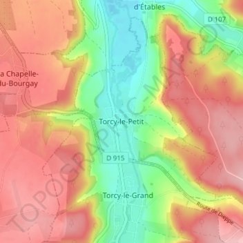 Carte topographique Torcy-le-Petit, altitude, relief