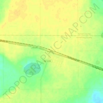 Carte topographique Washburn, altitude, relief