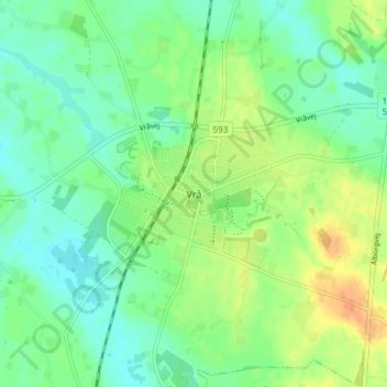 Carte topographique Vrå, altitude, relief