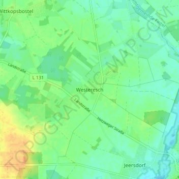 Carte topographique Westeresch, altitude, relief