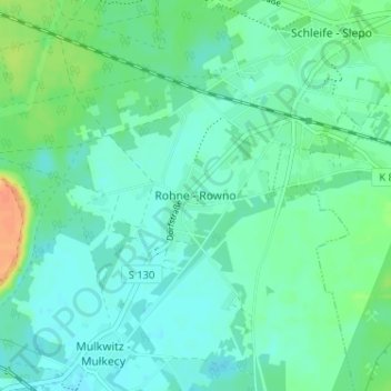 Carte topographique Rohne - Rowno, altitude, relief