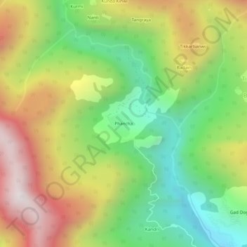 Carte topographique Phancha, altitude, relief