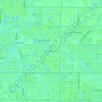 Carte topographique Rainbow Lakes, altitude, relief