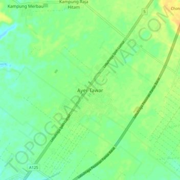 Carte topographique Ayer Tawar, altitude, relief