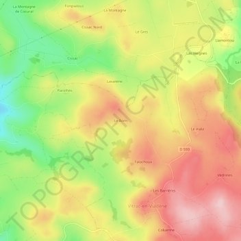 Carte topographique Le Born, altitude, relief