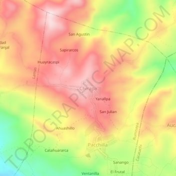 Carte topographique Chirapa, altitude, relief