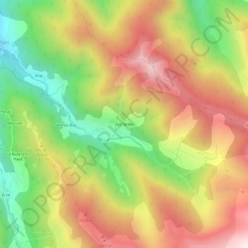 Carte topographique Les Tartès, altitude, relief