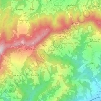 Carte topographique Cà di Iorio, altitude, relief