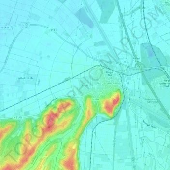 Carte topographique Breite, altitude, relief