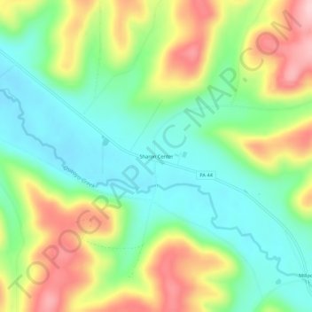 Carte topographique Sharon Center, altitude, relief