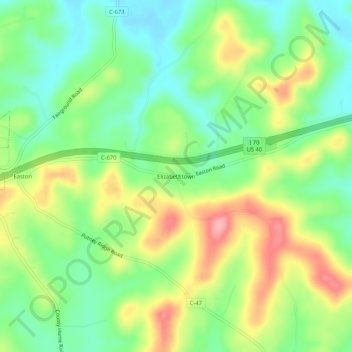 Carte topographique Elizabethtown, altitude, relief