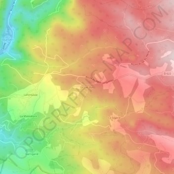 Carte topographique Le Lac Bas, altitude, relief