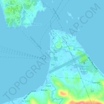 Carte topographique Caticlan, altitude, relief