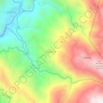 Carte topographique Bashoy, altitude, relief
