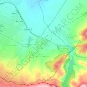 Carte topographique Safsaf, altitude, relief