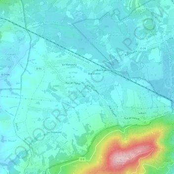 Carte topographique Évette, altitude, relief