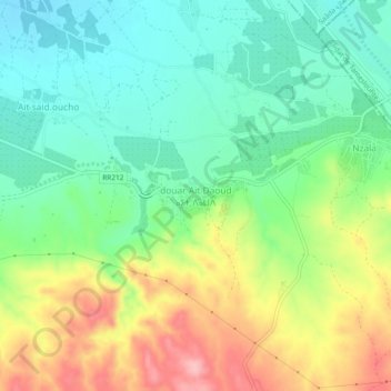 Carte topographique douar Ait Daoud, altitude, relief