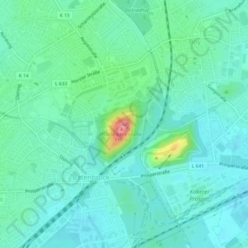 Carte topographique Tetraeder, altitude, relief