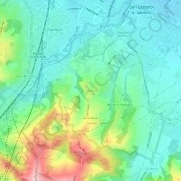 Carte topographique Croara, altitude, relief