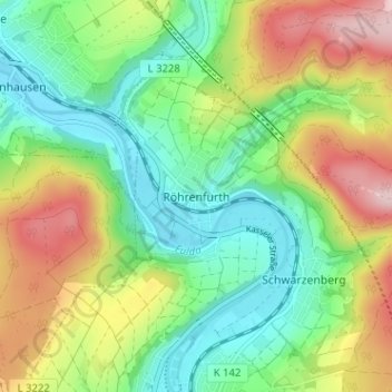 Carte topographique Röhrenfurth, altitude, relief