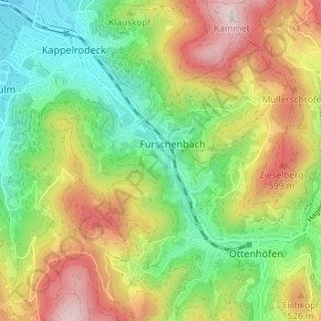 Carte topographique Winterseite, altitude, relief