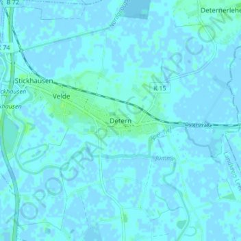 Carte topographique Detern, altitude, relief