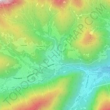 Carte topographique Caviola, altitude, relief