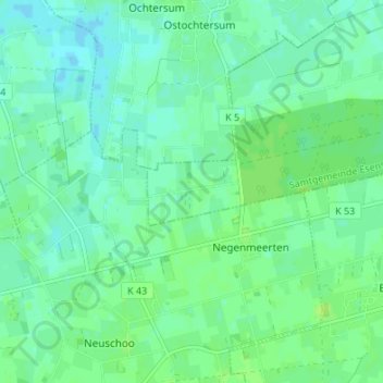 Carte topographique Westerschoo, altitude, relief