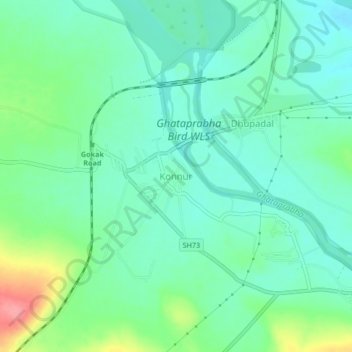 Carte topographique Konnur, altitude, relief