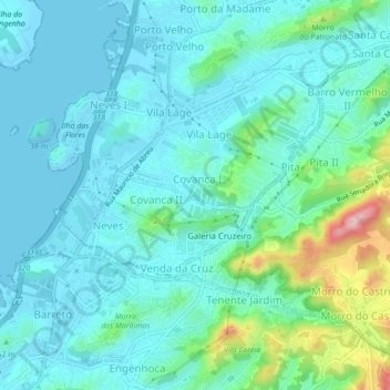 Carte topographique Neves, altitude, relief