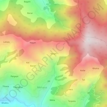 Carte topographique Kaupo, altitude, relief