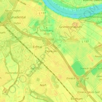 Carte topographique Derikum, altitude, relief