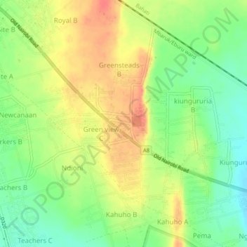 Carte topographique Greensteads, altitude, relief