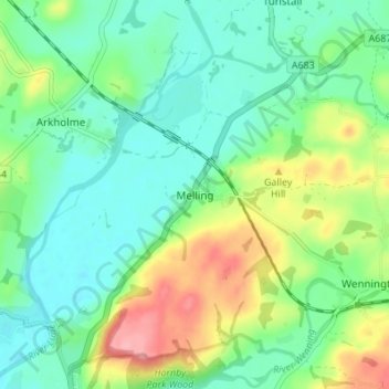 Carte topographique Melling, altitude, relief
