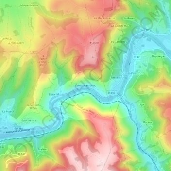 Carte topographique Laroque-Bouillac, altitude, relief