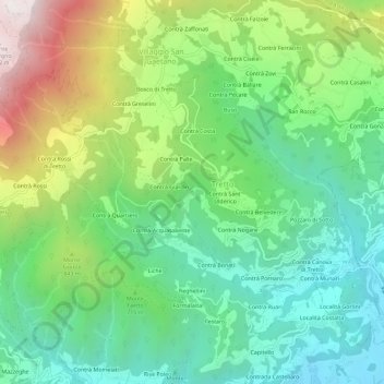 Carte topographique Contrà Laita, altitude, relief