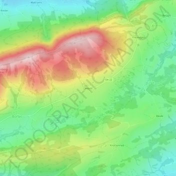 Carte topographique Diepolz, altitude, relief
