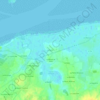 Carte topographique Le Tertre, altitude, relief