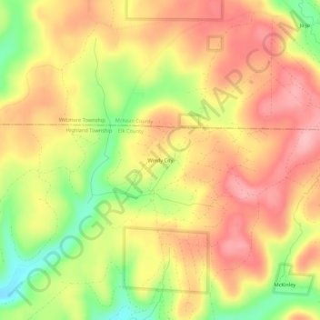 Carte topographique Windy City, altitude, relief