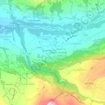 Carte topographique Le Villard, altitude, relief