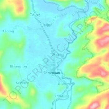 Carte topographique Tawog, altitude, relief