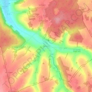 Carte topographique Berluvier, altitude, relief
