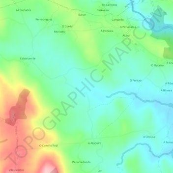 Carte topographique Belesar, altitude, relief