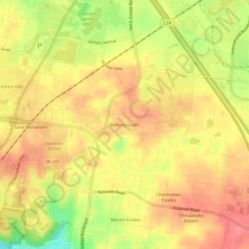 Carte topographique Bellamy Court, altitude, relief