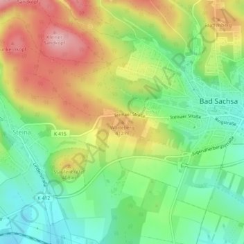 Carte topographique Warteberg, altitude, relief