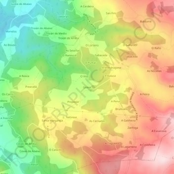 Carte topographique Goexe, altitude, relief