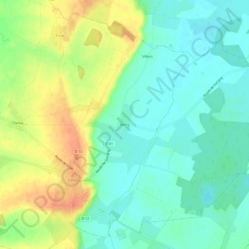Carte topographique Berry, altitude, relief