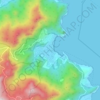 Carte topographique Turunç, altitude, relief